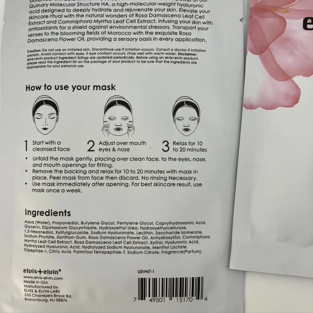 Elvis+Elvin Rosetta Revitalizing Treatment Mask 2 pack New‎ Hydrating Skincare